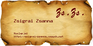 Zsigrai Zsanna névjegykártya